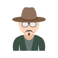 hombre hipster en tonos icono de color plano vector