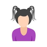 Girl in High Ponytails Flat Color Icon vector