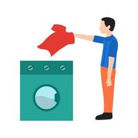 Man Doing Laundry Flat Color Icon vector