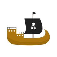 icono de color plano de barco pirata vector