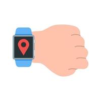 Location on Watch Flat Color Icon vector