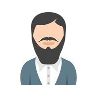 hombre en icono de color plano de barba larga vector