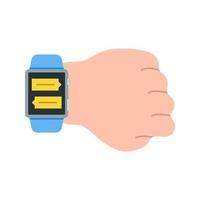 icono de color plano de mensajería en el reloj vector