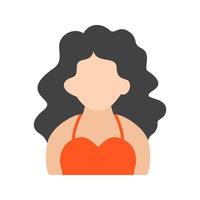 Lady with Wavy Hair Flat Color Icon vector