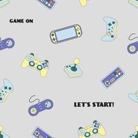 Cute Seamless Abstract Pattern In Pixel Game Style. Colorful Gamer Template With Gamepads vector