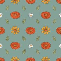Seamless Pattern With Simple Flowers. Floral Print Hippie 60s vector