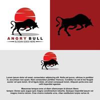 Black bull silhouette logo template vector