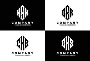 Set of three letter initials monogram logo template vector