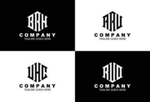 Set of three letter initials monogram logo template vector