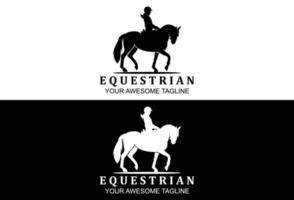 Creative equestrian silhouette logo template vector