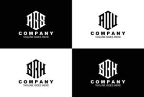 Set of three letter initials monogram logo template vector