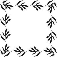 square shaped black frame made of plants on white isolated background vector