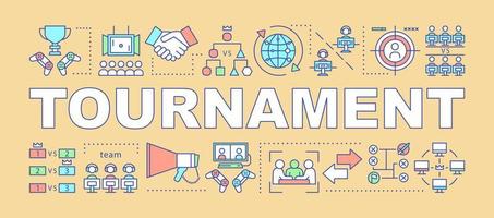 Tournament word concepts banner. E sports championship. Cyber sport competition. Presentation, website. Isolated lettering typography idea with linear icons. Vector outline illustration