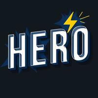 Hero vintage 3d vector lettering. Retro bold font, typeface. Pop art stylized text. Old school style letters. 90s, 80s comics poster, banner, t shirt typography design. Dark grey color background