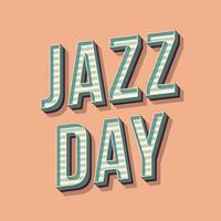 Jazz day vintage 3d vector lettering. Retro bold font, typeface. Pop art stylized text. Old school style letters. 90s, 80s concert promo poster, banner typography design. Soft pink color background