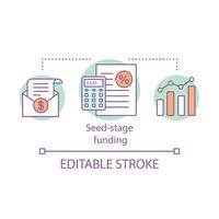 Seed-stage funding concept icon. Contract. Initial public offering. Business investing, budgeting. Project financing idea thin line illustration. Vector isolated outline drawing. Editable stroke