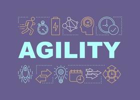 Agility word concepts banner. Timeliness. Time management. Productivity and efficiency. Isolated lettering typography idea with linear icons. Respect deadlines. Vector outline illustration