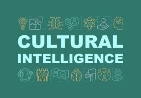 Cultural intelligence word concepts banner. Corporate social responsibility. Creative thinking. Core values. Isolated lettering typography idea with linear icons. HR skill. Vector outline illustration