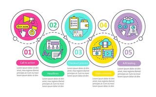 Plantilla de infografía de vector de marketing digital. promoción smm. elementos de diseño de presentación de negocios. visualización de datos con pasos, opciones. gráfico de la línea de tiempo del proceso. diseño de flujo de trabajo con iconos lineales