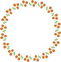 Flowers round frame. Vector illustration in cartoon style