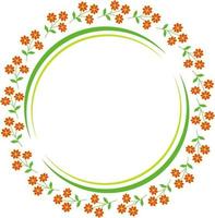 Flowers round frame. Vector illustration in cartoon style