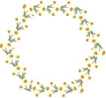 Flowers round frame. Vector illustration in cartoon style