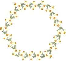 Flowers round frame. Vector illustration in cartoon style