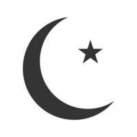 Star and crescent moon glyph icon. Ottoman flag. Ramadan moon. Silhouette symbol. Negative space. Vector isolated illustration