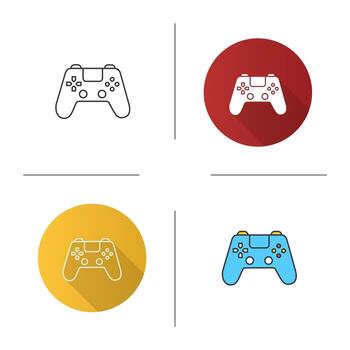 Gamepad icon. Flat design, linear and color styles. Joystick. Isolated vector illustrations