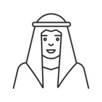 Sheikh linear icon. Muslim. Thin line illustration. Arab, turk. Contour symbol. Vector isolated outline drawing