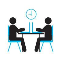 Two people working with laptops silhouette icon. Coworking zone. Office job. Computer club. Isolated vector illustration