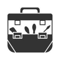 Tool bag glyph icon. Toolbox. Silhouette symbol. Negative space. Vector isolated illustration