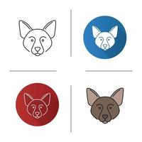 Border Collie icon. Scottish sheepdog. Flat design, linear and color styles. Isolated vector illustrations