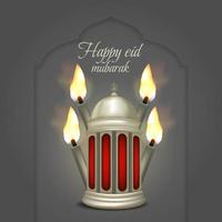 Islamic greeting eid mubarak card template, background with lantern vector