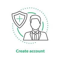 Account creating concept icon. New user registration idea thin line illustration. Profile adding. Vector isolated outline drawing