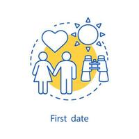 First date concept icon. Romantic relationships idea thin line illustration. Vector isolated outline drawing