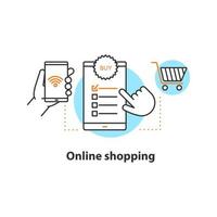 Online shopping concept icon. Digital purchase idea thin line illustration. Select items. Vector isolated outline drawing