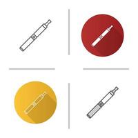 E-cigarette icon. Vape pen. Electronic cigarette. Flat design, linear and color styles. Isolated vector illustrations