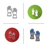 Winter ski gloves icon. Snowproof gloves. Flat design, linear and color styles. Isolated vector illustrations