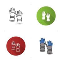 icono de guantes de esquí de invierno. guantes a prueba de nieve. Diseño plano, estilos lineales y de color. ilustraciones de vectores aislados