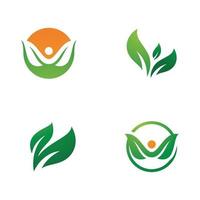 Ilustración de icono de logotipo de hoja verde, símbolo de vector de hoja