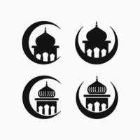 four mosque dome with moon collections illustration. black and white. silhouette or filled style. suitable for icons, logos, symbols and signs vector