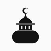 mosque dome with moon illustration. black and white. silhouette or filled style. suitable for icons, logos, symbols and signs vector