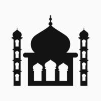 mezquita con ilustración de dos torres. en blanco y negro. silueta o estilo relleno. adecuado para iconos, logotipos, símbolos y signos vector