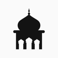 icono lleno de mezquita. en blanco y negro. silueta o estilo relleno. adecuado para iconos, logotipos, símbolos y signos vector