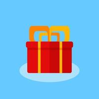 red gift with yellow ribbon and blue background. simple, flat and clean style. suitable for icon, logo, symbol and sign vector