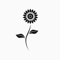 girasol, blanco y negro, ilustración de silueta. para logotipo, icono y símbolo vector