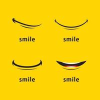 Diseño de plantilla de vector de icono de sonrisa en fondo amarillo