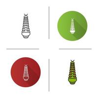 Caterpillar icon. Butterfly larval stage. Flat design, linear and color styles. Isolated vector illustrations