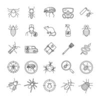 Pest control linear icons set. Extermination. Harmful animals and insects. Thin line contour symbols. Isolated vector outline illustrations